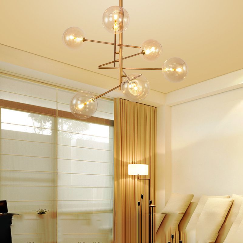 Sphere Chandelier Ceiling Pendant Light Modern Style Metal 6 Light Chandelier Lights