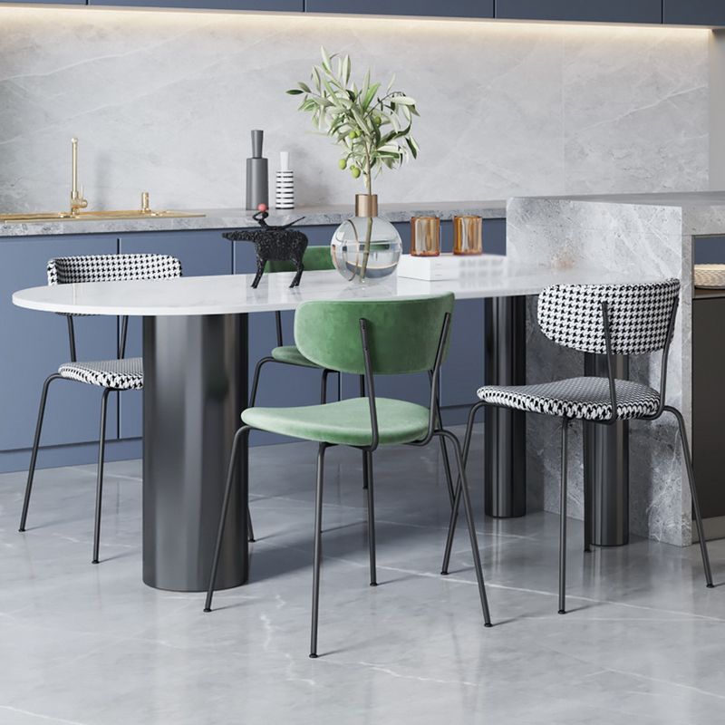 Metal Contemporary Freeform Dining Table White Sintered Stone Top Table with 3 Legs