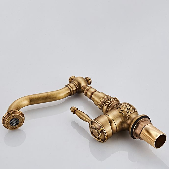 Brass Traditional Wide Spread Bathroom Faucet Lever Lavatory Faucet