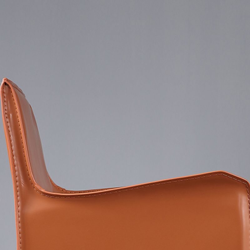 Modern Arm Chair Leather Indoor Dining Chair with Metal Base