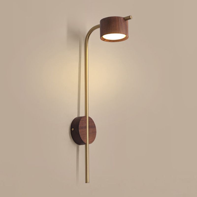 Contemporary Wood Wall Mounted Lighting Cylinder Shape Wall Lamp for Bedroom