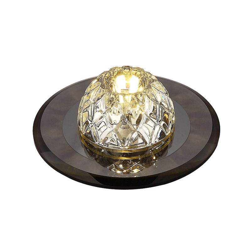 Contemporary Bowl Shade LED Flush Mount Crystal Entryway Flushmount Ceiling Lighting