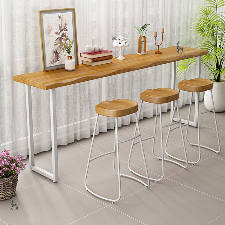 Modern Rectangle Solid Wood Bar Table Set 1/4 Pieces Counter Table with Backless Stools