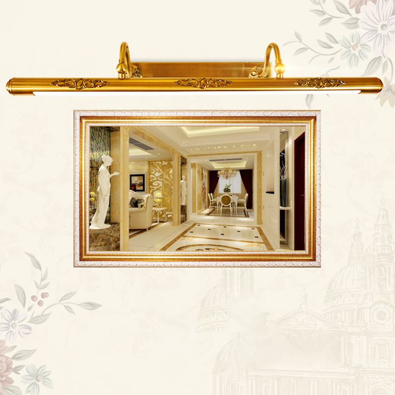 Metal Linear Shade Mirror Wall Lighting Modern 1 Light Wall Mounted Light Fixture in Gold