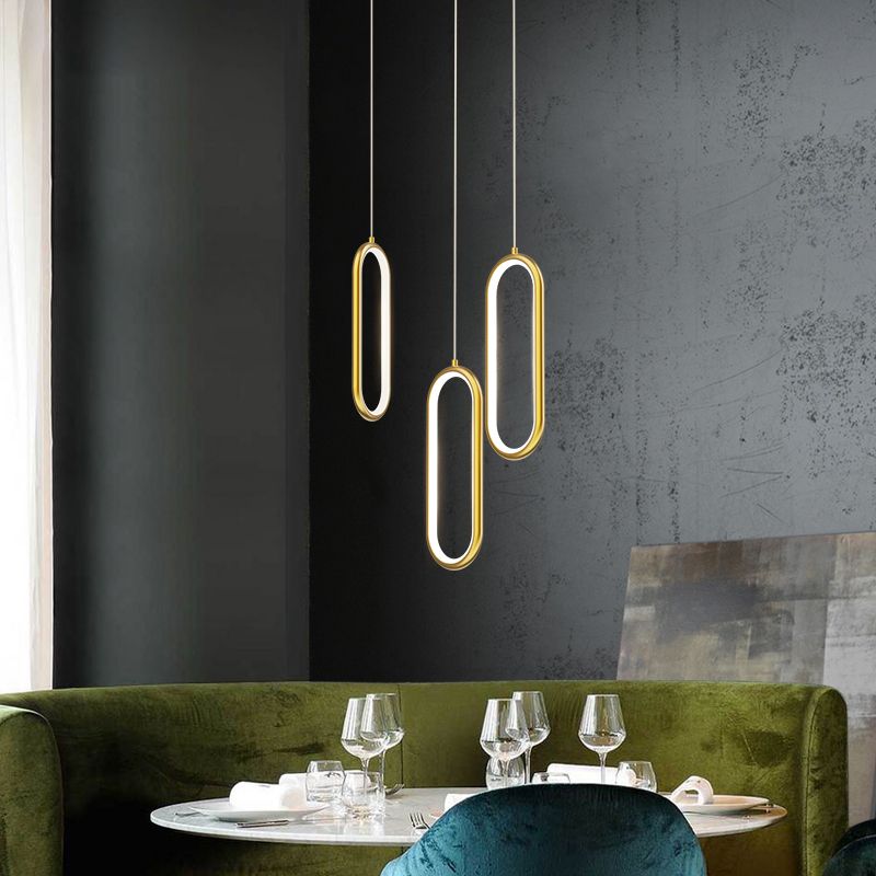 Aiuto in metallo ovale Pendente leggero in stile moderno a sospensione a led sospensione per sala da pranzo