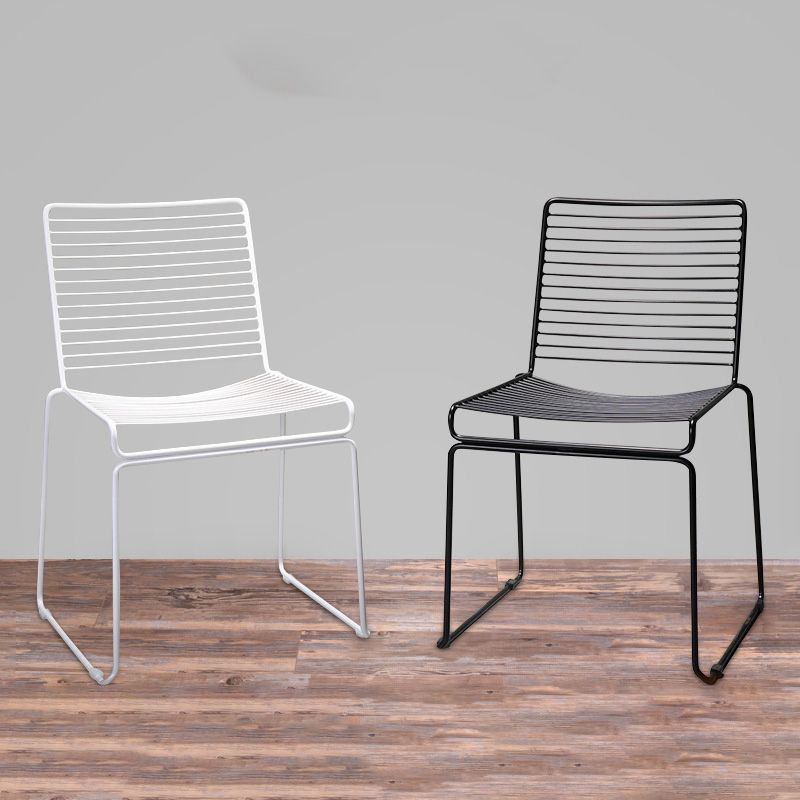 Metal Modern Style Side Chair Ladder Back Chair for Patio Use