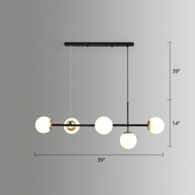 Modo Island Light Postmodern Glass 5-Light Suspended Lighting Fixture for Restaurant
