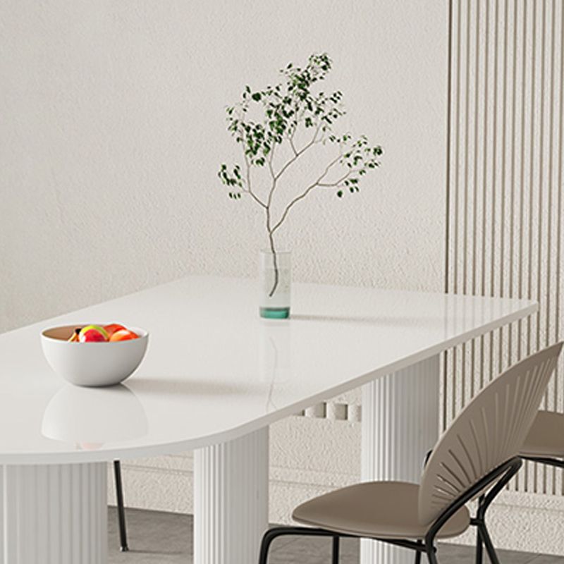 Modern Dinner Table White Faux Marble Top Dining Table with 3 Legs