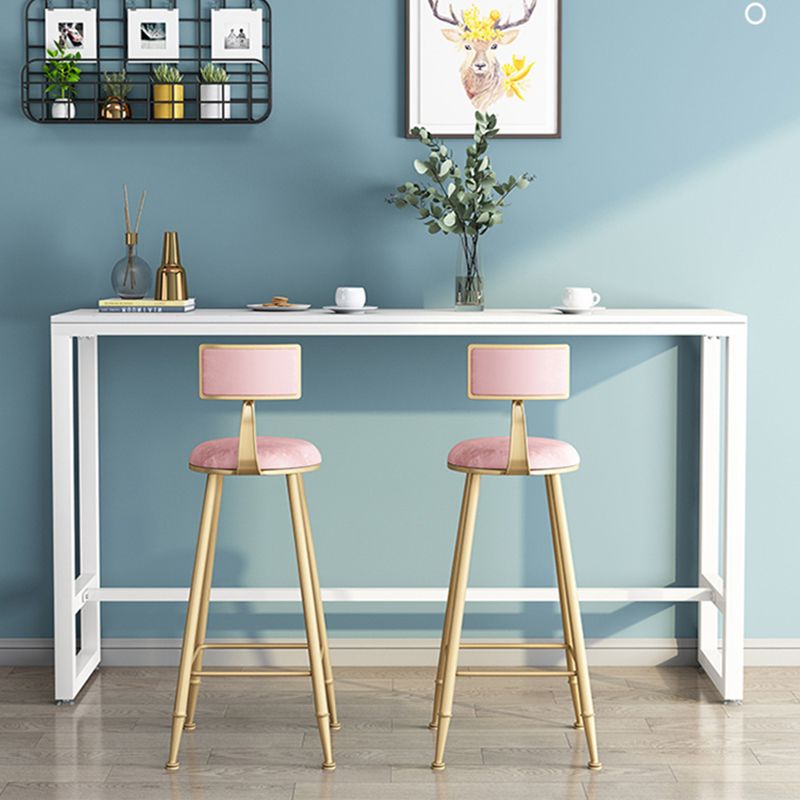 Glam Low Back Upholstered Dining Stools Round Bar Stools with Footrest