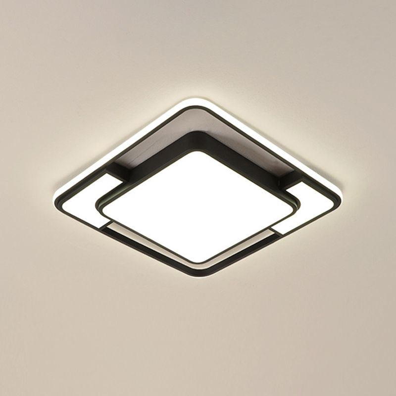 Square/Round/Rectangle Acrylic Ceiling Flush Nordic Black LED Flush Mount Recessed Lighting in White/3 Color Light