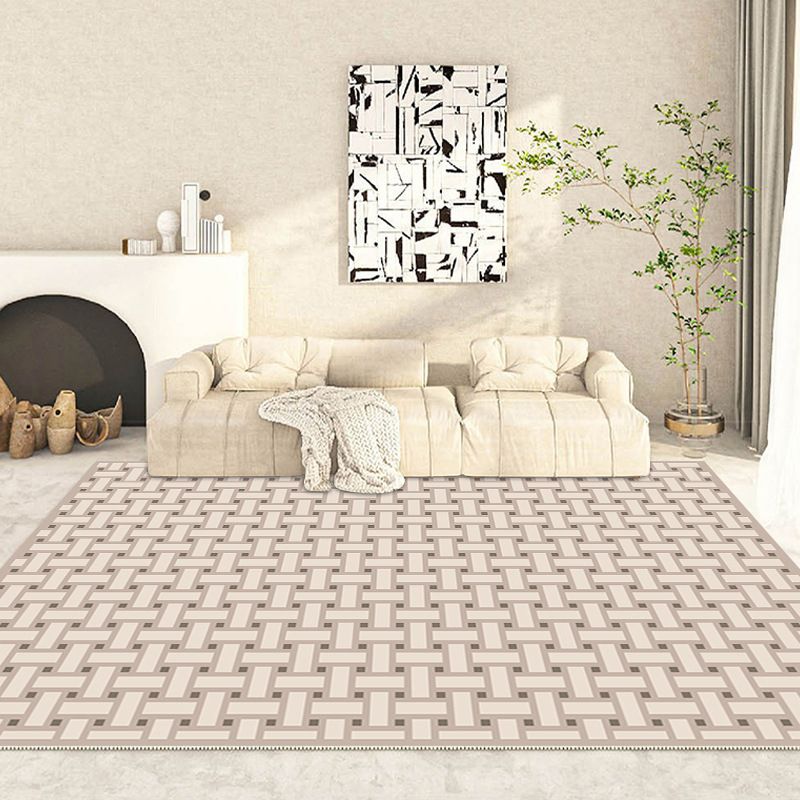 Modern Geometric Pattern Living Room Rug Carpet Polyester Washable Area Rug