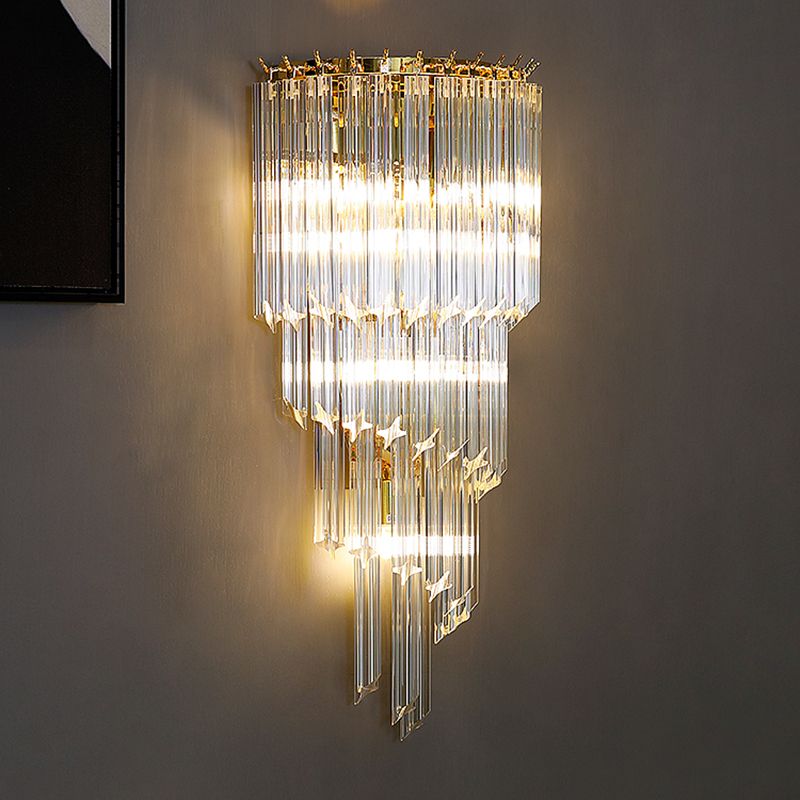 Unique Shade Crystal Wall Sconce Modern Multi-Lights Wall Mount Light Fixture in Gold