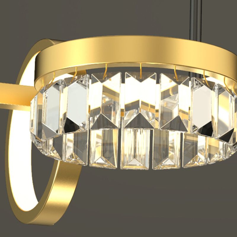 Gold Loops Island Light Postmodern LED Crystal Suspension Light for Dining Room