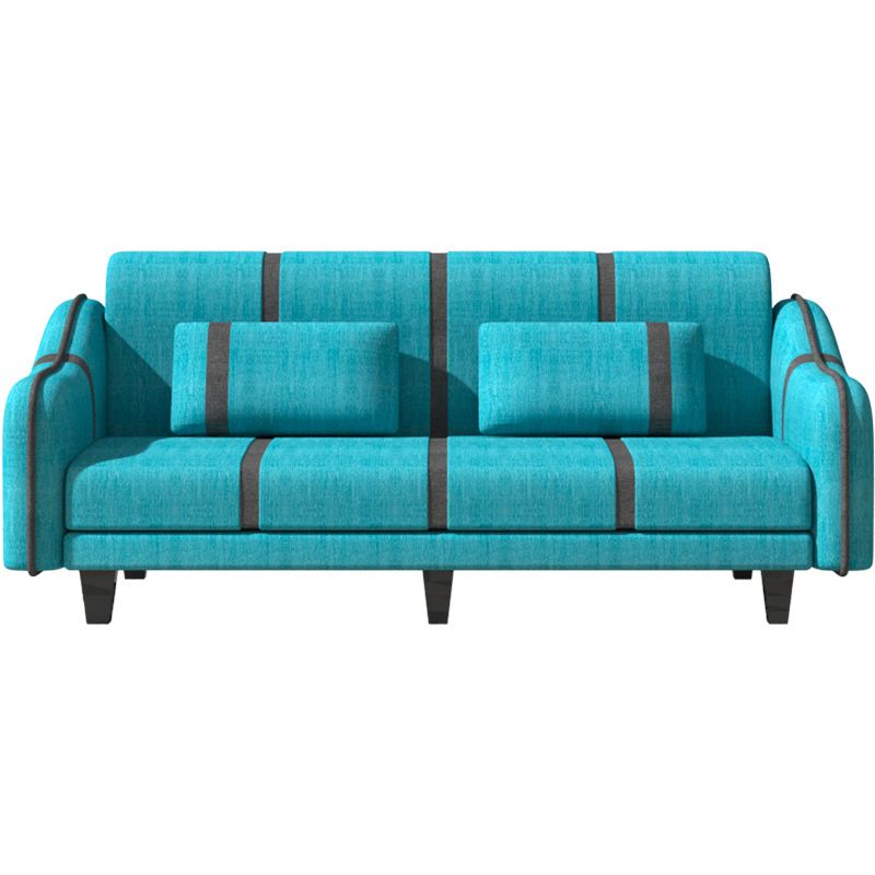 Contemporary Sleeper with 2 Pillows and Six Black Legs for Apartment