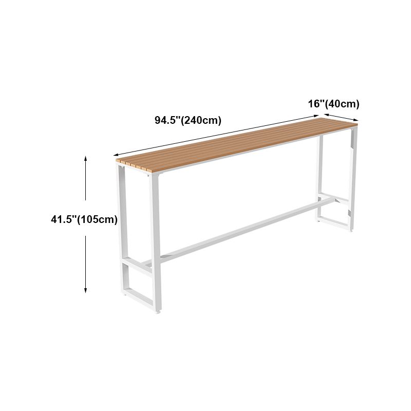White Modern Pub Height Dining Table Outdoor Wood Footrest Bar Height Cocktail Table