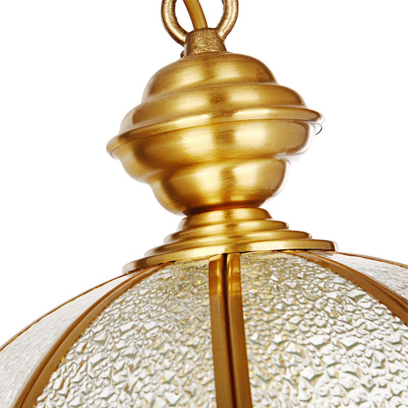 Dome Frosted Glass Hanging Chandelier Retro 6 Heads Brass Ceiling Pendant Light for Dining Room