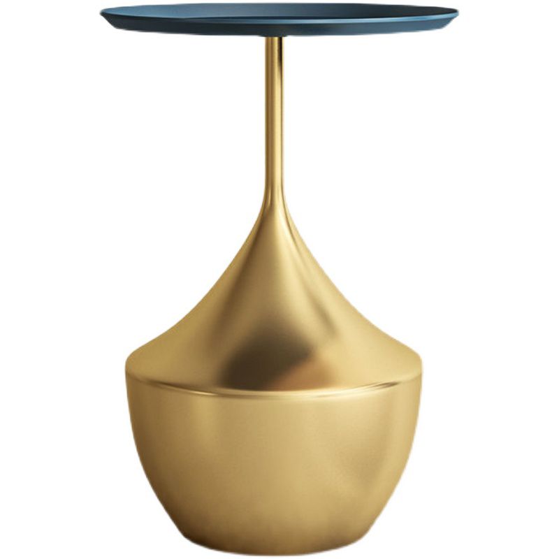 Modern Single Pedestal Base Solid Color Metal Round End Table