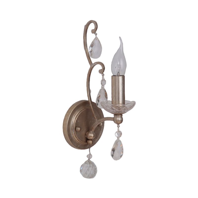 Rost/gealtert Silber 1/2 Lichter Leuchten Leuchte Leuchte Traditionelle Kristall -Kerzen -Wandlampe für Wohnzimmer
