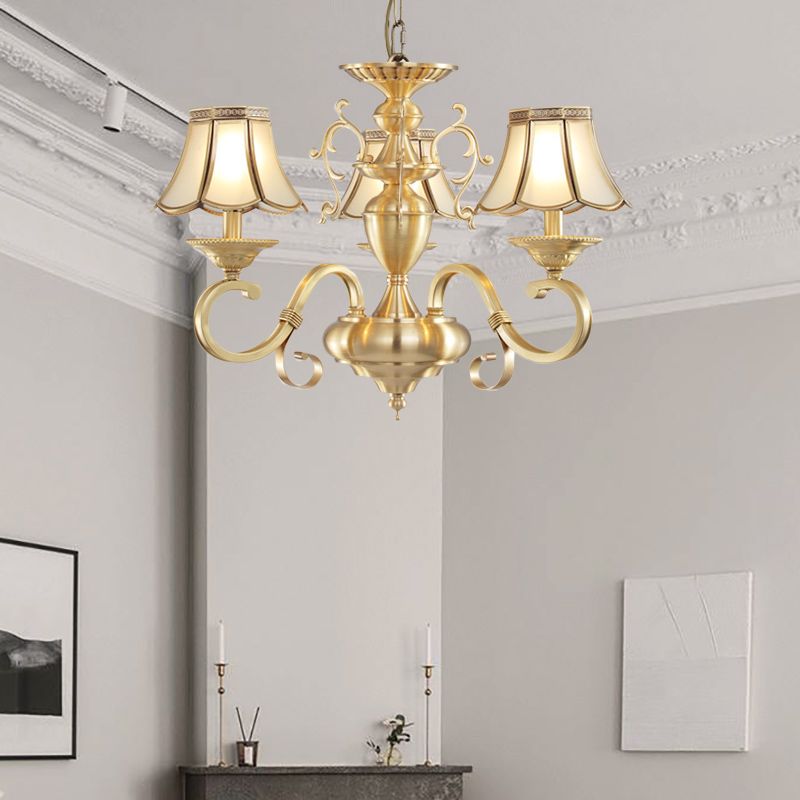 Lampada smerigliata in vetro smerlato leggero tradizionale 3/5 luci soggiorno.