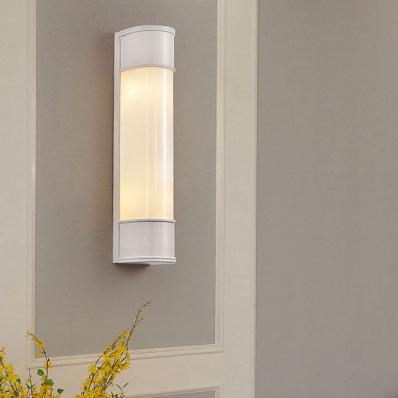 Opal Glass Tubular Wall Lighting Modernism 2 Heads Black/White/Gold Sconce Light Fixture for Bedroom