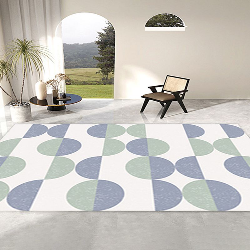 Geometric Pattern Living Room Rug Polyester Washable Area Rug