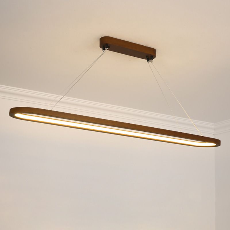 Oval Island Chandelier Lights Simplicity Wood Chandelier Lighting Fixtures for Restaurant