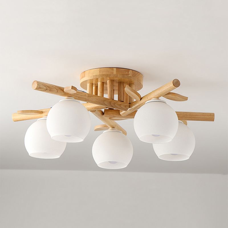 Contemporary Wood Ceiling Light Flush Mount Lighting for Bedroom