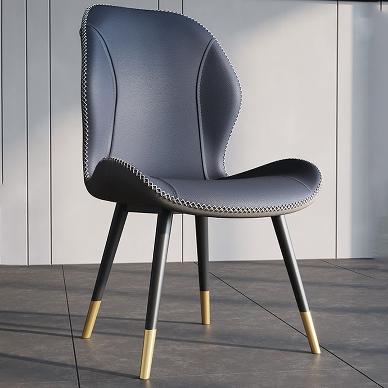 Scandinavian Style Wingback Side Chair Leather Dining Armless Chairs for Kitchen