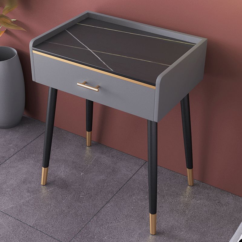 Luxurious Makeup Vanity Stone Top Dressing Table in Grey Finish