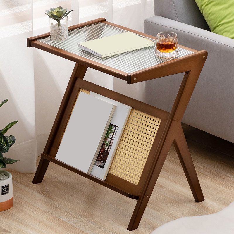21.65" Tall Contemporary Style Side End Table Glass Sofa Side Accent Table