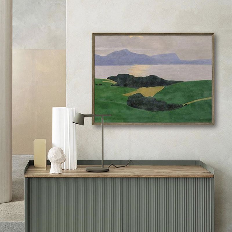 Strukturierter Meereslandschafts-Wandkunst-Vintage-Leinwanddruck in Grün für Schlafzimmer, mehrere Größen erhältlich