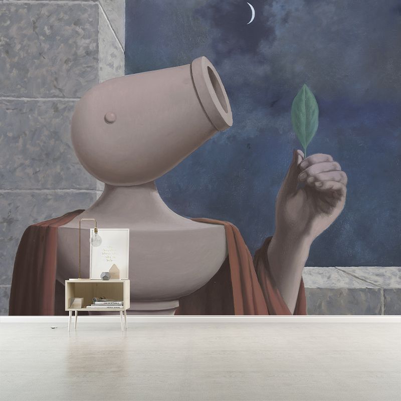 Huge Surrealist Wall Mural Decal in Grey-Blue Rene Magritte Artwork Cicero Wall Art, Custom Print