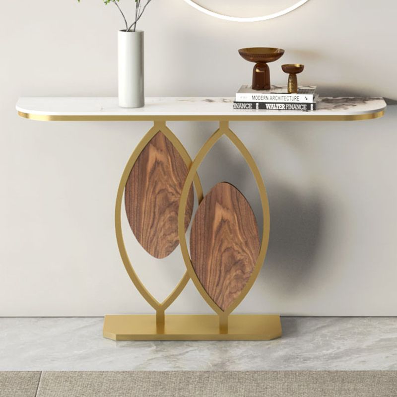 12 inch Wide Modern Accent Table Half Moon Shape Metal Console Table for Hall