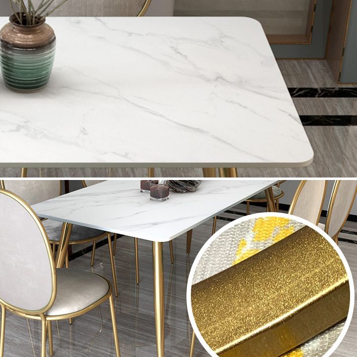Metal Traditional Luxury Rectangle Indoor Table Sintered Stone Table with Legs