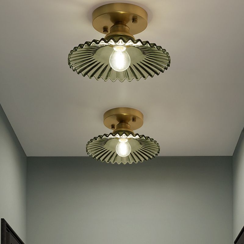 One-Light Vintage Ceiling Light Brass Metal Ceiling Mounted Fixture