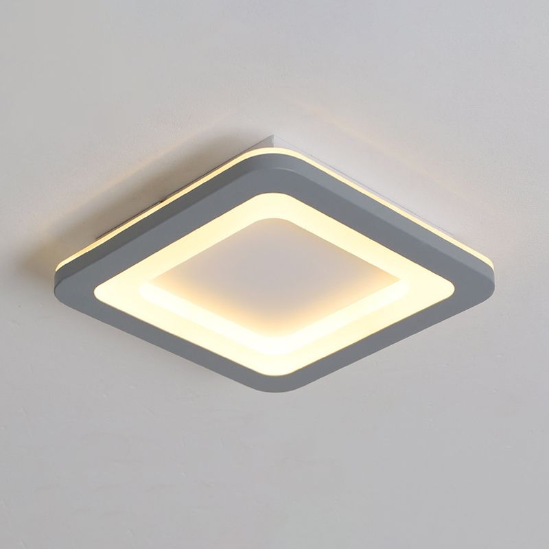 Nordic Integrated LED Flush Light Grey Flower/Square/Pentagon Small Ceiling Mount Light with Acrylic Shade in Warm/White Light