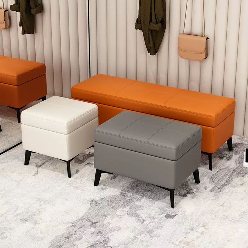 Modern Leather Storage Ottomans Rectangle Storage Ottomans with 4 Legs