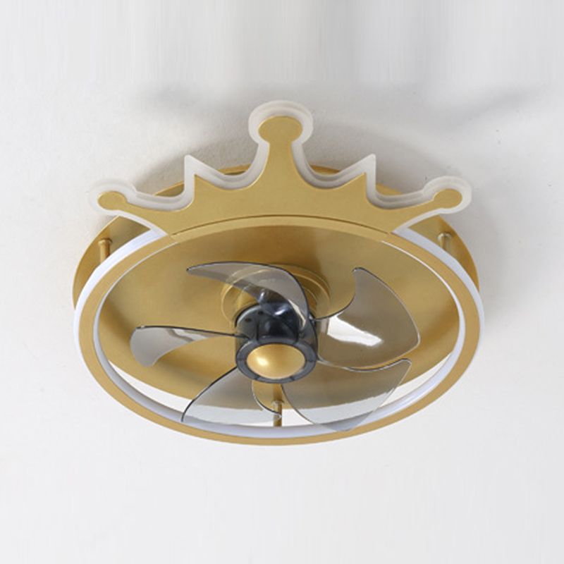 5-Blade LED Children Ceiling Fan Metallic Golden Fan with Light for Home