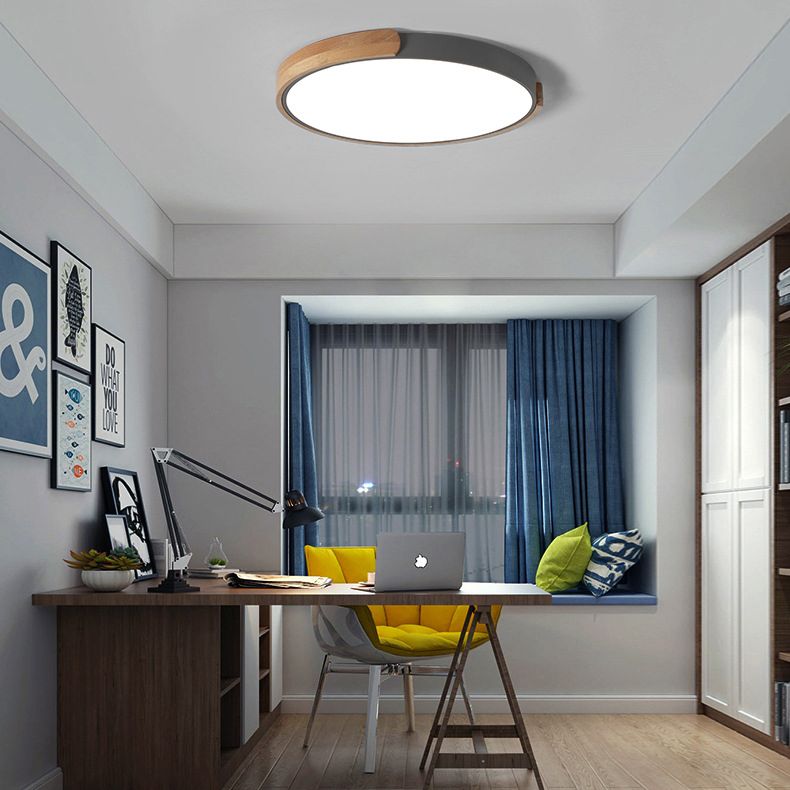 Modern Style 1-Light Flush Mount Light Fixtures Cylinder Metal Flush Ceiling Led Light Fixture
