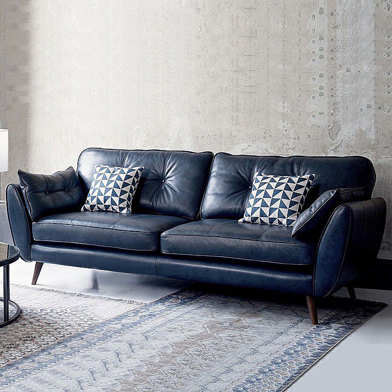 Standard Contemporary Square Arm Settee Loveseat with 2 Pillows