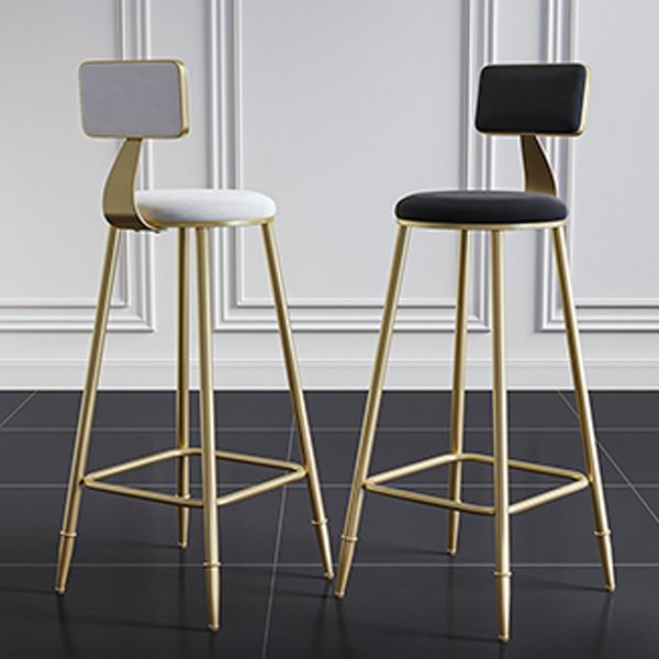 Nordic Armless Backrest Counter Stool Steel Cafe Bar Stool with Velvet Cushion and Pedal