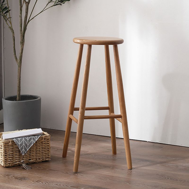 Modern Armless Counter Stool Iron Dining Room Bar Stool with Seat and Pedal