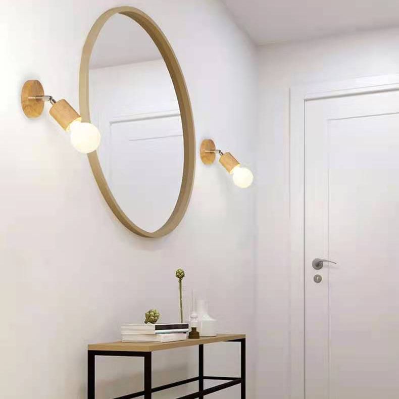 Contemporary Wall Lamp Wooden Wall Vanity Lights for Powder Room