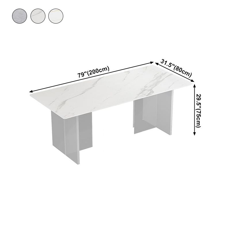 Mesa de comedor de estilo moderno Mesa de doble pedestal de piedra sinterizada para la cocina