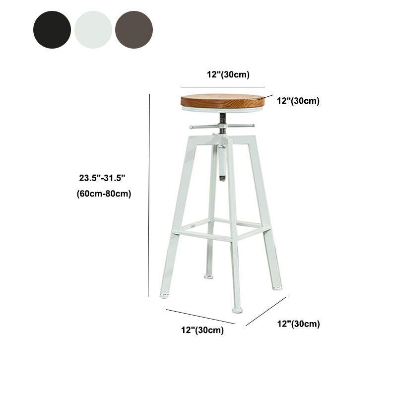 Armless Rotatable Bar Chair Modern Round Seat Bar Stool with Metal Footrest