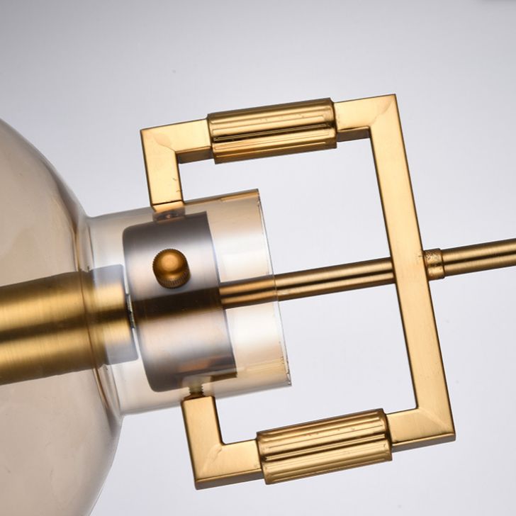 Modern Globe Ceiling Light with Clear Glass Shade, Metal Accents