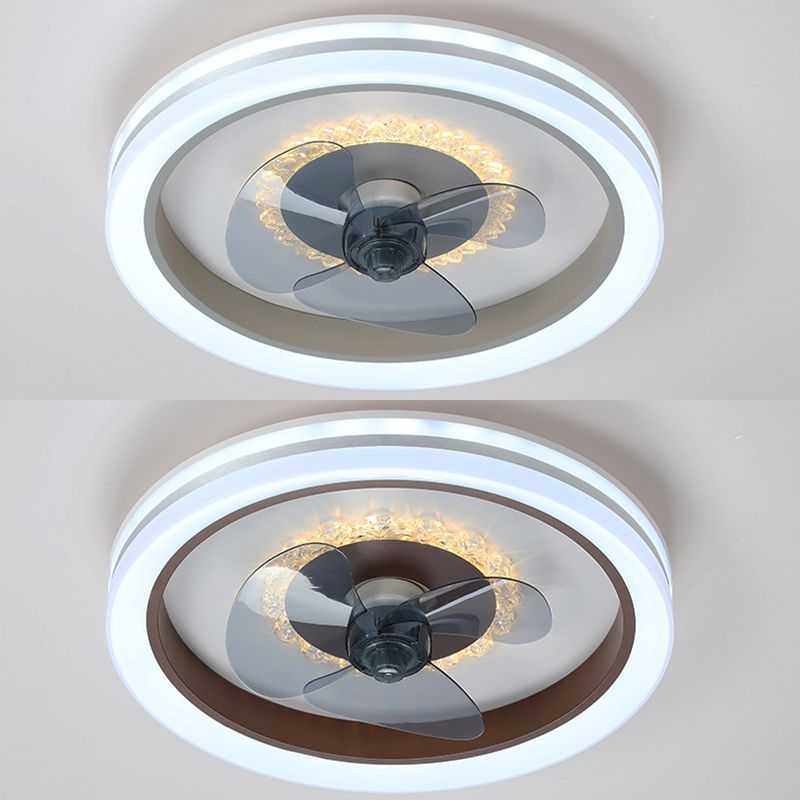 Einfachheit runde LED -Deckenventilator Acryl Schlafzimmer Halbflush -Leuchte mit 3 Klingen