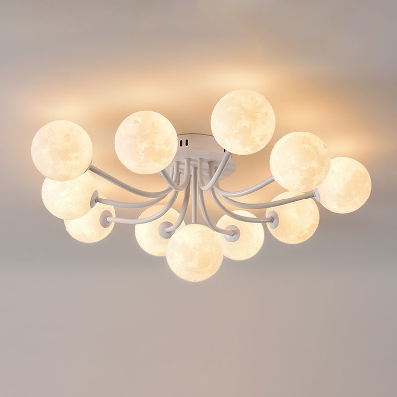 Nordic Sputnik Flush Mount Globe Ceiling Light Fixture with Glass for Bedroom