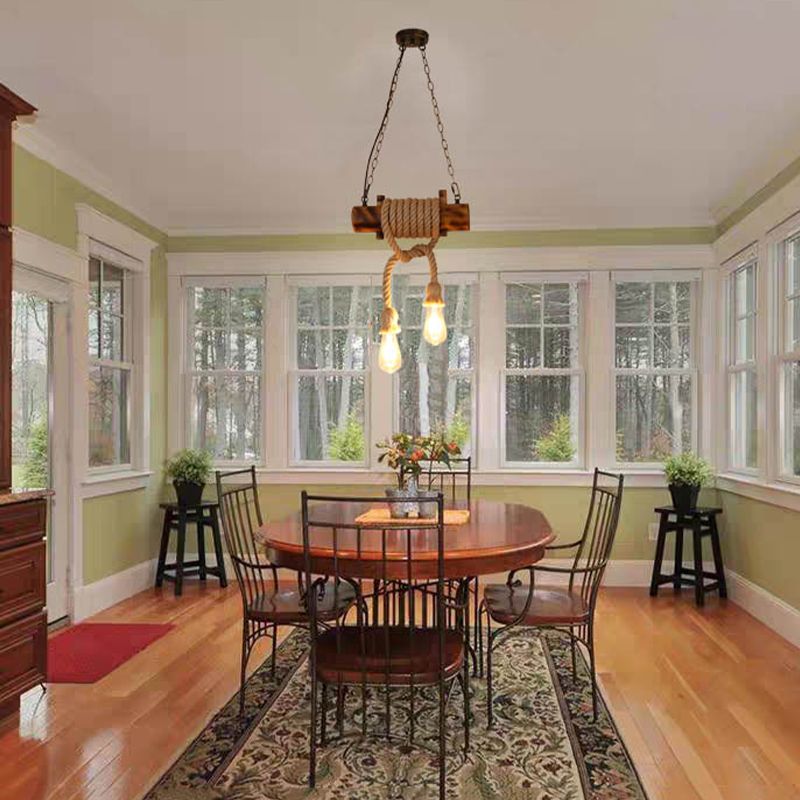 Industrial Style Island Light Hemp Rope Island Hanging Lamp for Living Room