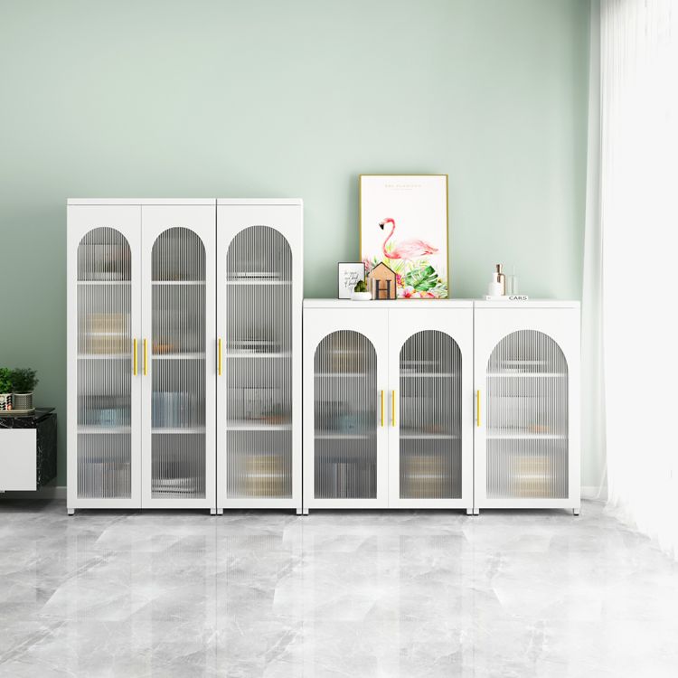 Contemporary Metal Standard Bookcase Closed Back Vertical Bookcase with Glass Door